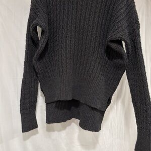 LOFT Textured Black Crew Neck Sweater